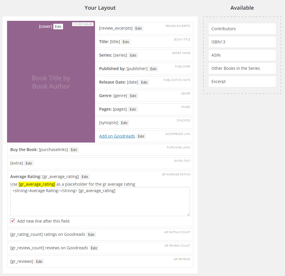 Book fields added by the Goodreads Data plugin