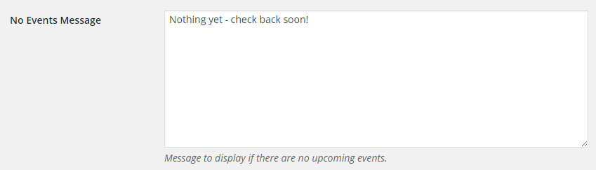 No events message